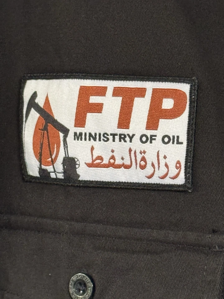 Camisa de Trabajo FTP Etiqueta Naranja “Ministerio del Aceite” Negra Rayas Reflectantes XL Foto 3 de 4