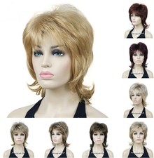 12 In Mid Length Women Natural Daily Shag Caples Wavy Layered Synthetic Hair Wig