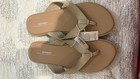 NWT Old Navy faux leather flip flop sandals size 7 tan — photo 1
