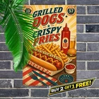 Retro Dogs and French Fries Metal Tin Sign Vintage Diner Wall Decor