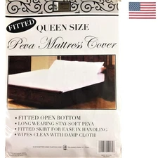 Hypoallergenic Waterproof Mattress Cover - Fitted PEVA Bed Protector for Queen