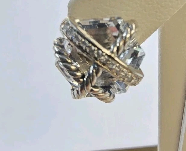 Pendientes envolventes de cable de 10 mm de cristal diamante plata esterlina David Yurman Foto 4 de 4