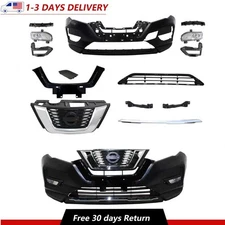 Complete Front Bumper Cover Grill Molding Fog Light For 2017-2020 Nissan Rogue