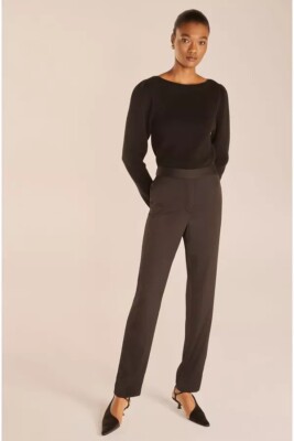 Rebecca Taylor Satin Cigarette Pant in Black Size 00 NWT