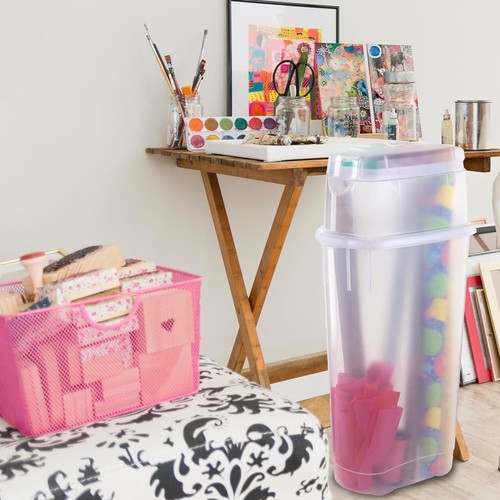 Rubbermaid Container Wrapping Paper Organizer W/ Top Ornament Storage, Clear - Picture 7 of 8
