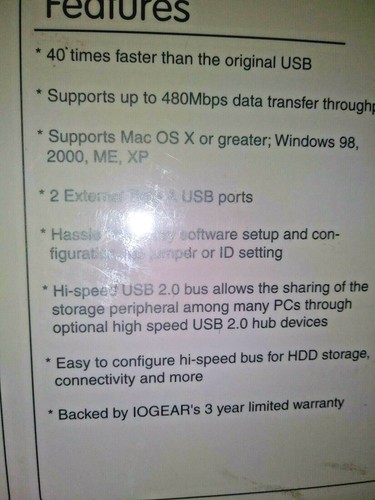IOGEAR HI-SPEED 2 PORT USB 2.0 PCI CARD FOR MAC & PC 40x FASTER BRAND BOX OPENED - Picture 3 of 4