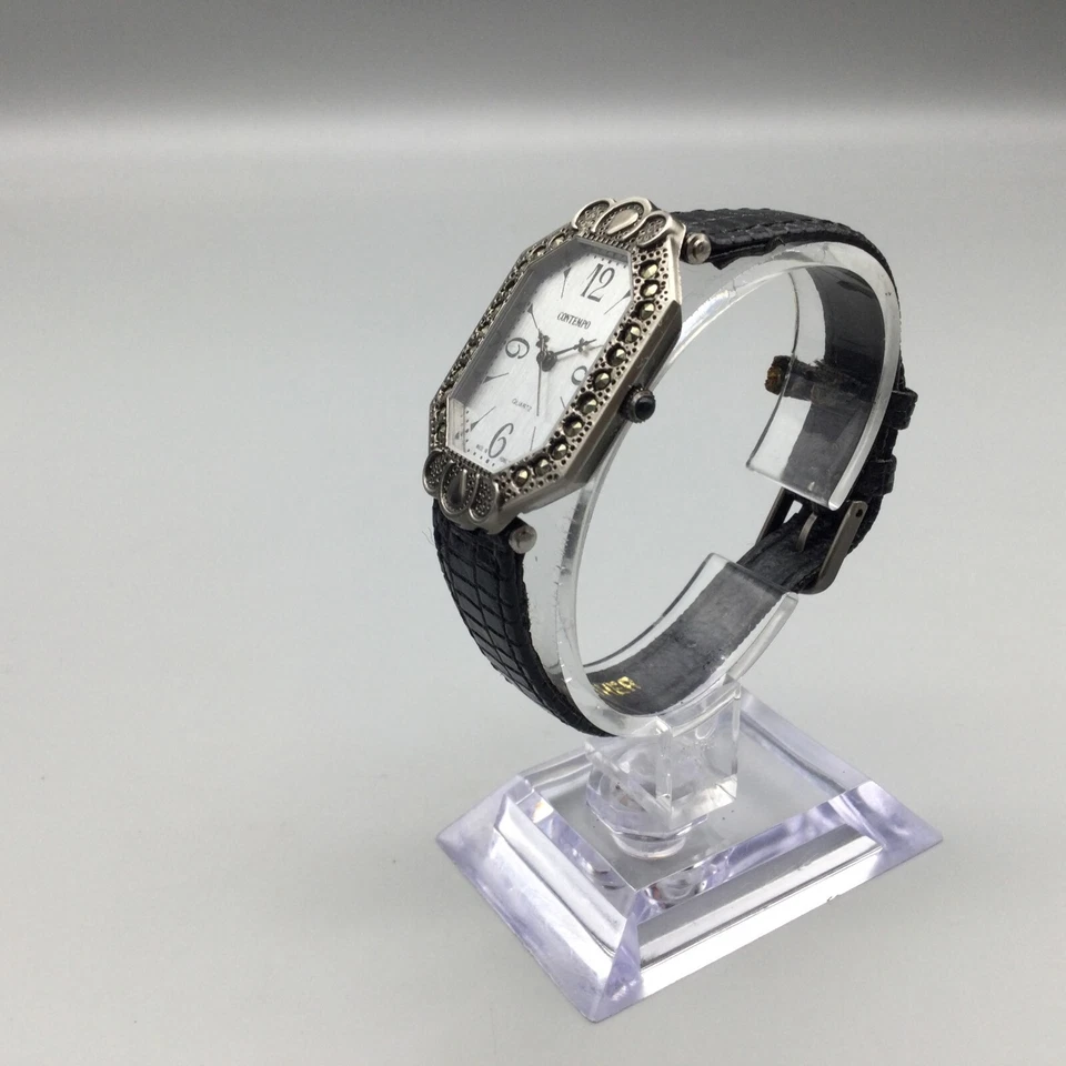 Reloj De Colección Contempo Marcasite Mujer 27mm Tono Plateado Esfera Octágona Batería Nueva Foto 4 de 4