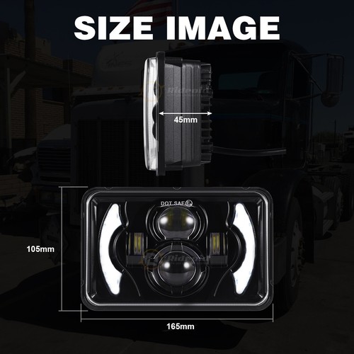 Fit For Chevy C10 Pickup Truck 1981-1987 4PCS 4x6" LED Headlights Hi/Lo Beam DRL - Picture 2 of 24