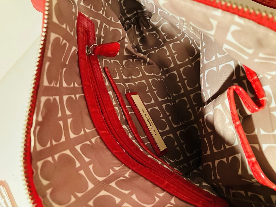 LIZ CLAIBORNE Borgoña Rojo Oscuro Imitación Cuero Gator Cocodrilo Bolso de Mano Cartera Bolso Foto 3 de 4