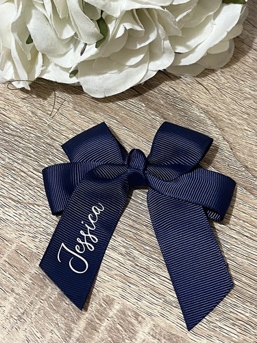 Personalisierte 4" Haarschleife Clip Mädchen Schulanfang, Blumenmädchen, Ostern, Geschenk - Bild 9 von 26