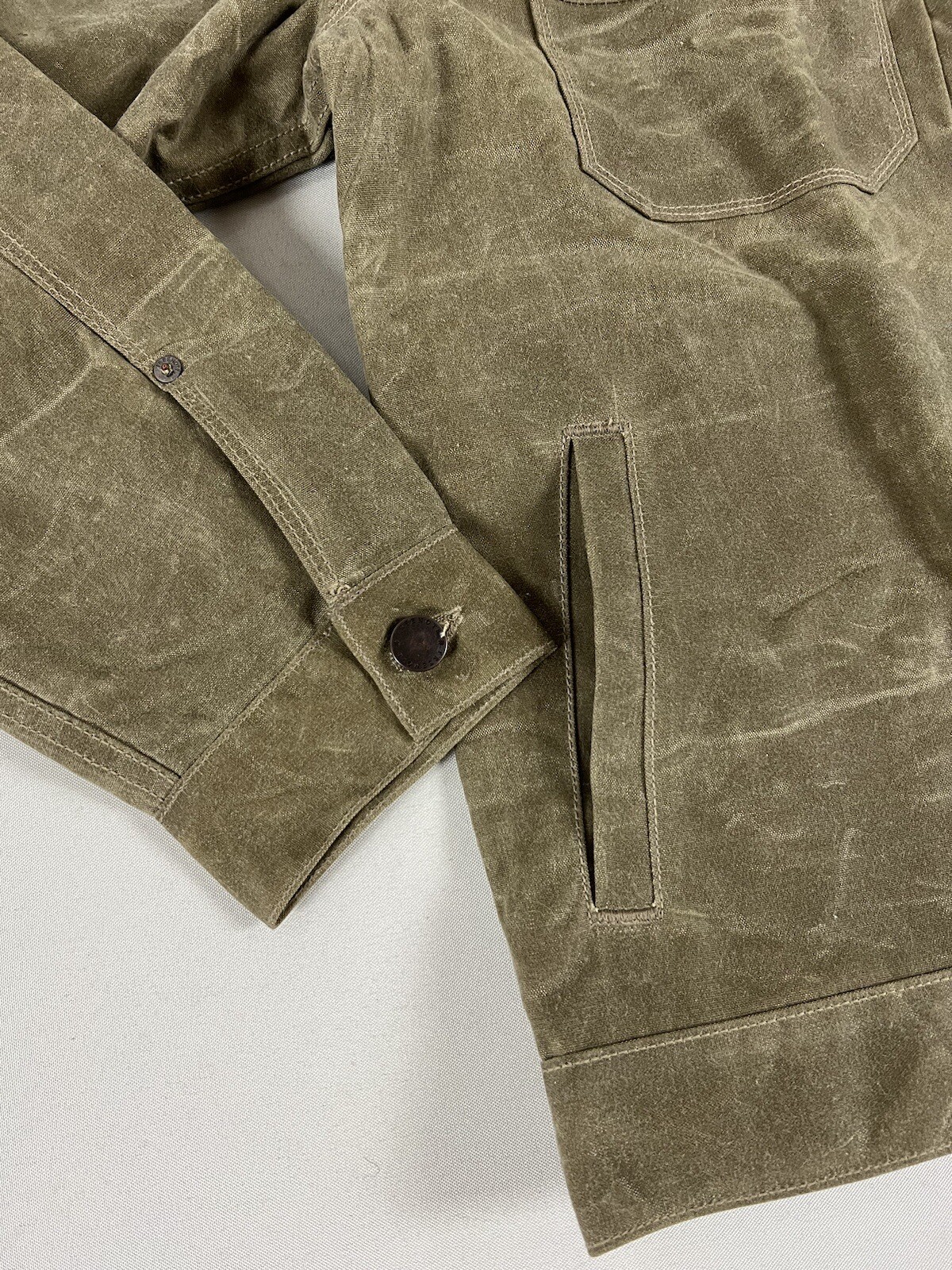 FREENOTE CLOTH RIDERS JACKET WAXED CANVAS TOBACCO GREEN INTERIOR XL NWT