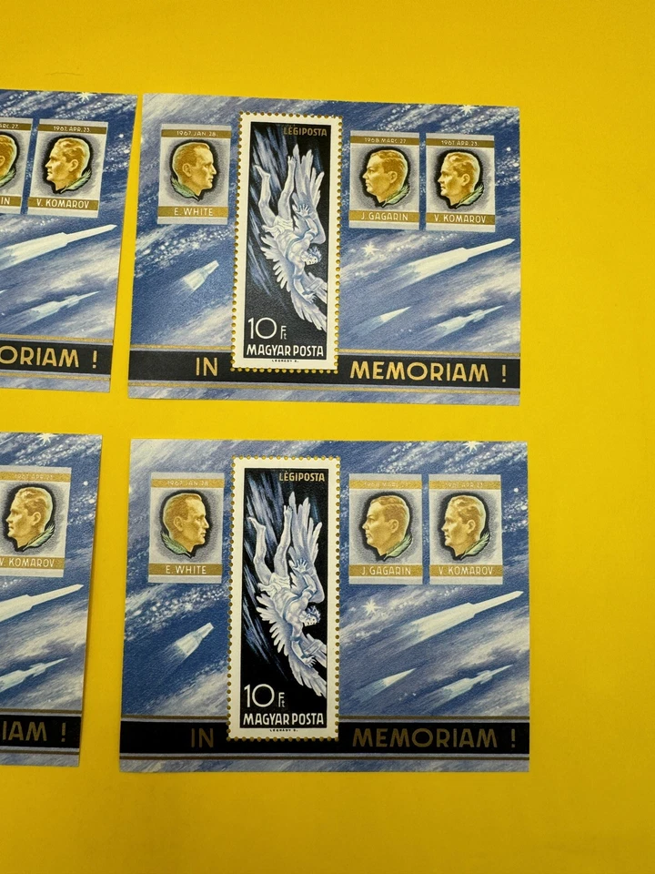 Estampillas espaciales de Hungría - 1968. In Memoriam. Lote de 4 S/S-MNH Foto 3 de 4