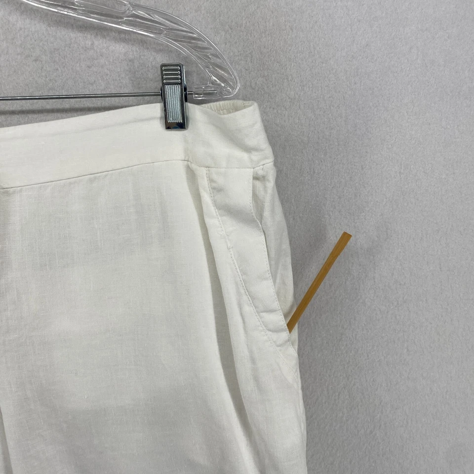 Pantalones Cortos EILEEN FISHER XL Lino Orgánico 10" Bermudas Caminar Blanco Foto 4 de 4