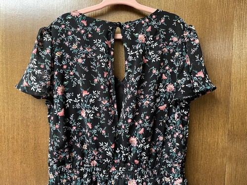 $68 Trixxi girl size 12 black floral shorts romper fully lined flutter sleeves - Picture 7 of 11