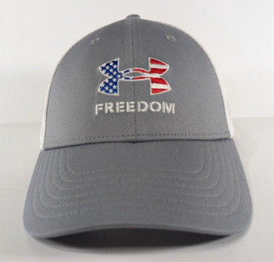 Under Armour Hat Cap Snap Back Women's Gray Meshback USA Flag Freedom Golf