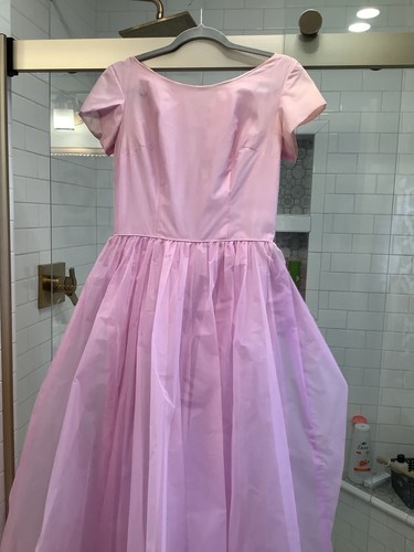 VTG 50s Lilac Prom Gown Organdy, Satin &Netting w/bow on back Short sleeve - Picture 13 of 14