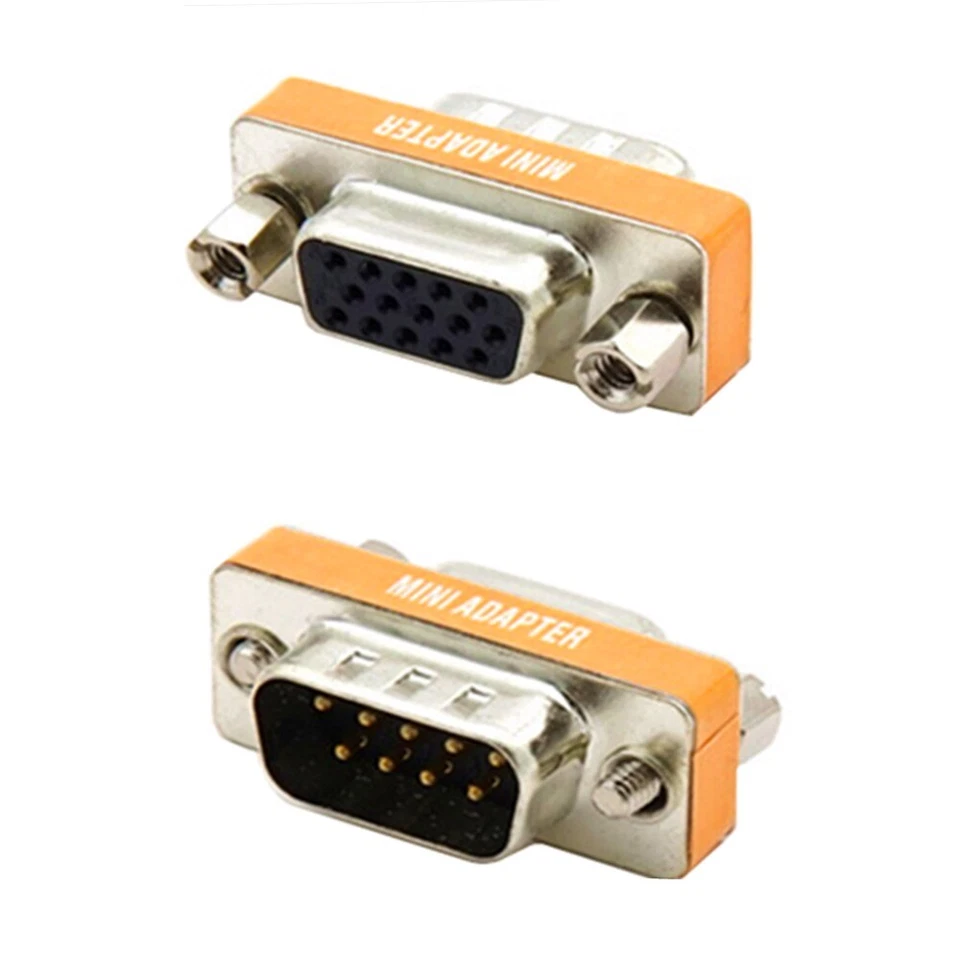 DB9 9 Pin Male to DB15 HD15 15Pin Female Molded VGA Video Adapter Gender Changer - Image 3 of 4