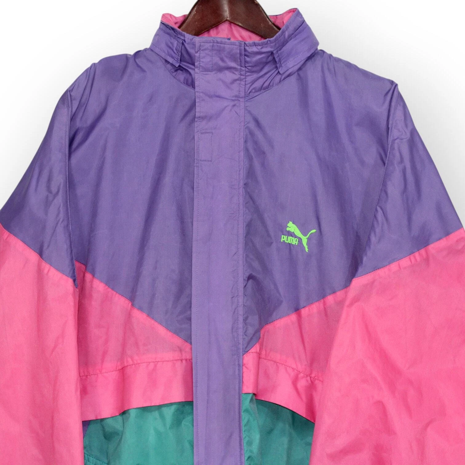 COACH Giacca a vento vintage anni 80 PUMA XL allenatori cappuccio nylon full zip gaper spedizione gratuita