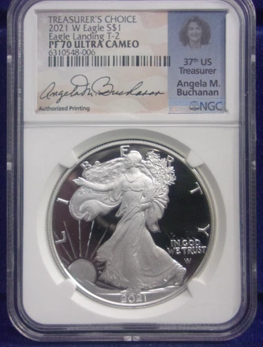 2021-W Silver Eagle TYPE 2 NGC PF70 Ultra Cameo  BUCHANAN SIGNED HOLDER