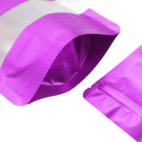 Purple Foil Bags Food Safe Mylar Baggies Smell Proof Stand Up Bag With Window - Picture 7 of 19