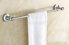 Polished Chrome Brass Bathroom Wall Mounted Towel Rack Holder Single Towel Bar