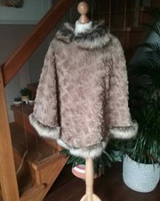 Ooh La La Jacket Poncho One Size Grey Faux Fur Lined 100% - Bnwt