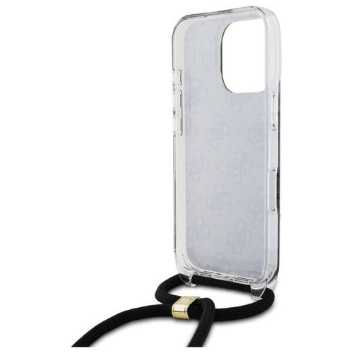 Custodia Guess iPhone 16 Pro cover tracolla cavo strap stampa 4G nera - Foto 6 di 8