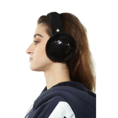 Ugg Sequin Sheepskin Women's Black Earmuff- Style : 66251-Blk- OS