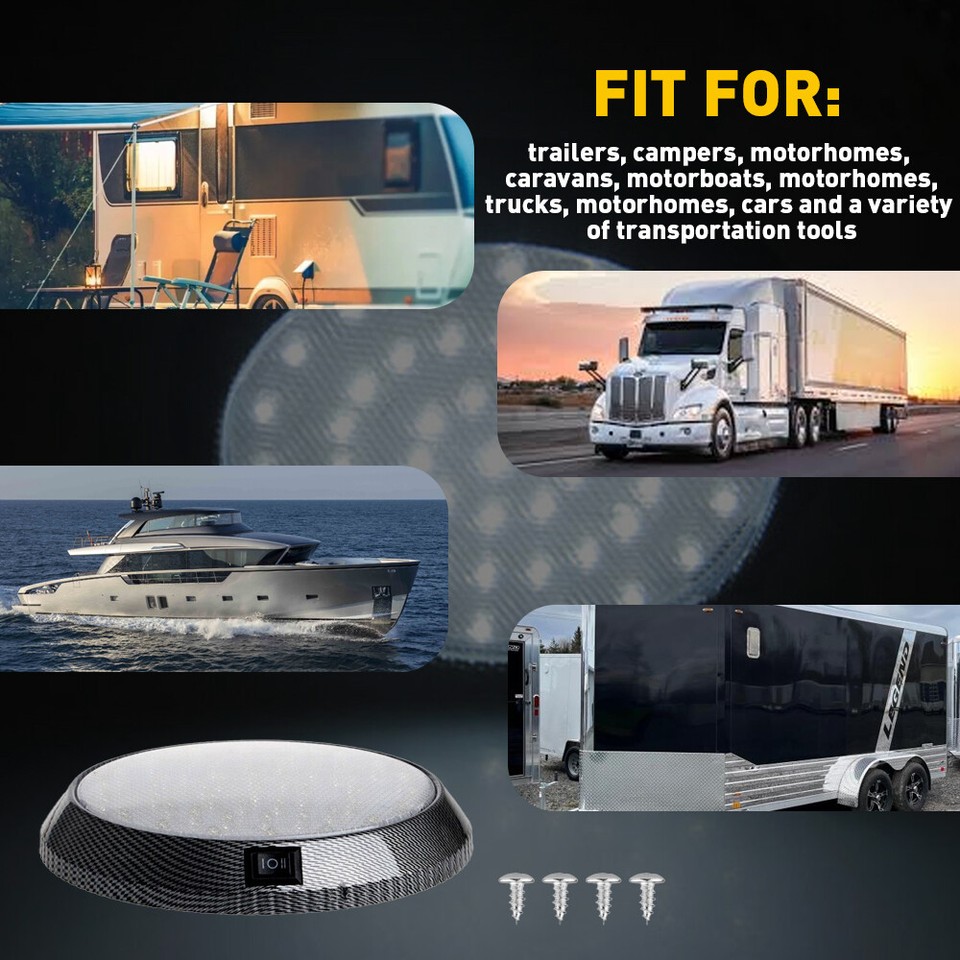 12V 2W StainleSS Steel LED Dome Light Boat Marine RV Cabin