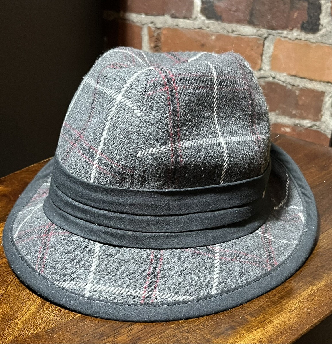 Dark gray/cream stripes Ben Sherman fedora Ben Sherman Cotton Fedora Hats for Men for sale | eBay main image 3