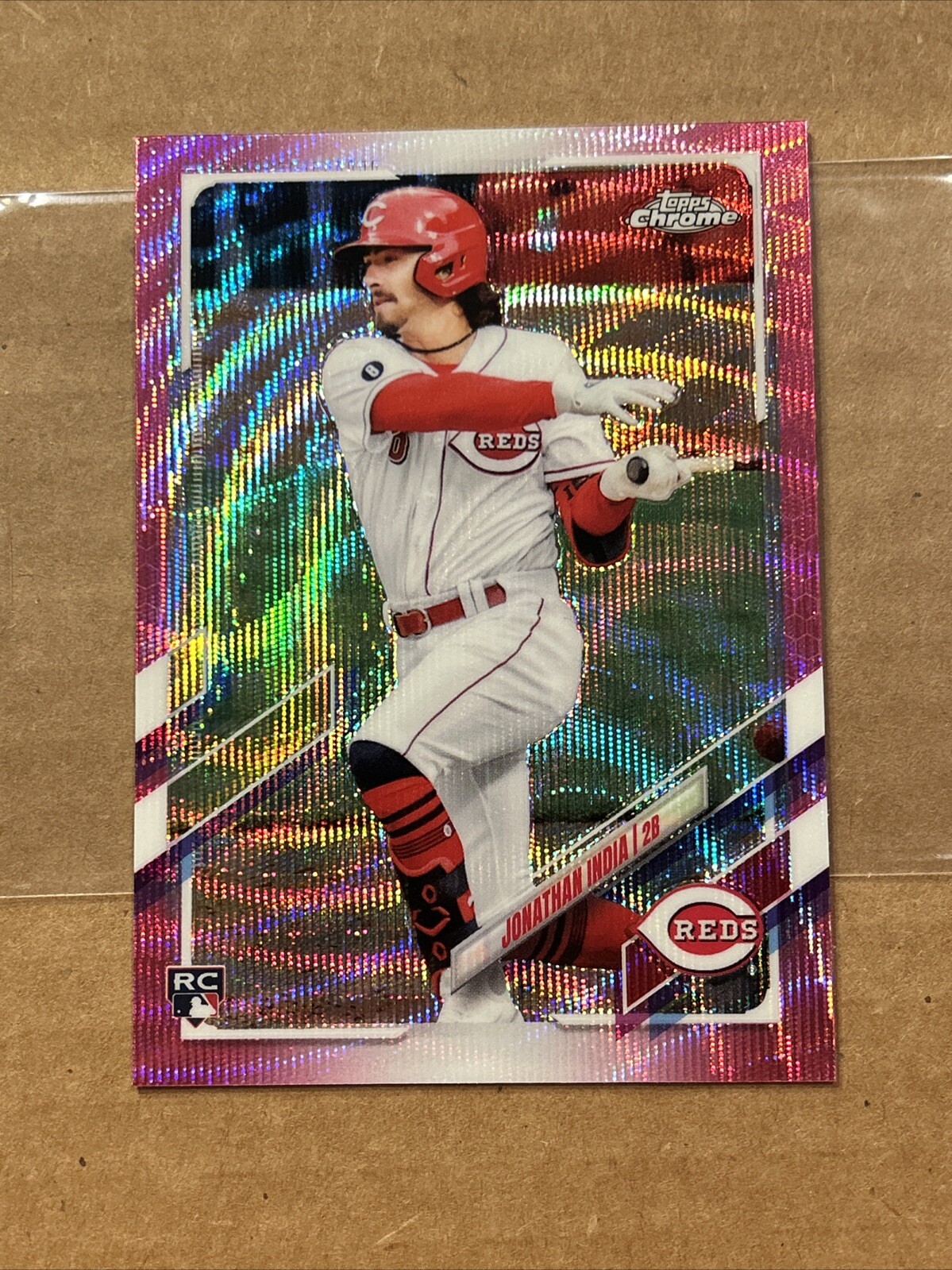 2021 Topps Chrome Update Card Rookie USC74 Jonathan India Pink Wave Refractor RC