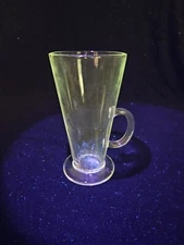 Vintage Clear Irish Glass Latte/Hot Chocolate Mug - GLOWS GREEN