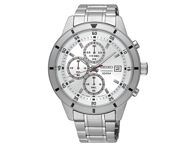 seiko chronograph 100m white face