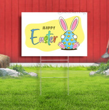 Easter Greeting Happy Easter bunny Indoor Outdoor Yard Sign