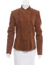 Kobi Halperin Camel Suede Laser Cut Moto Style Jacket Size Small $1,498