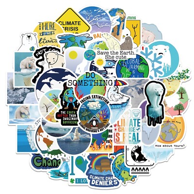 10 Random Climate Change Awareness Stickers Global Warming Decals Free Shipping
