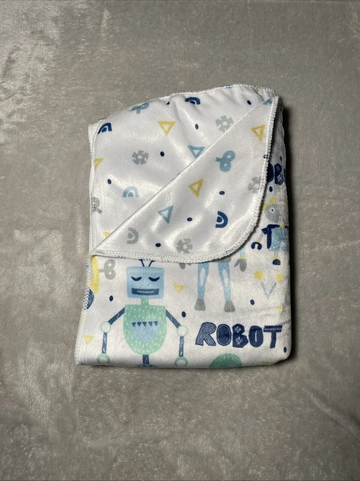 SL Home Fashions Baby Blanket Robot Aliens Reversible Gears Triangle Dots Lovey - Image 2 of 4