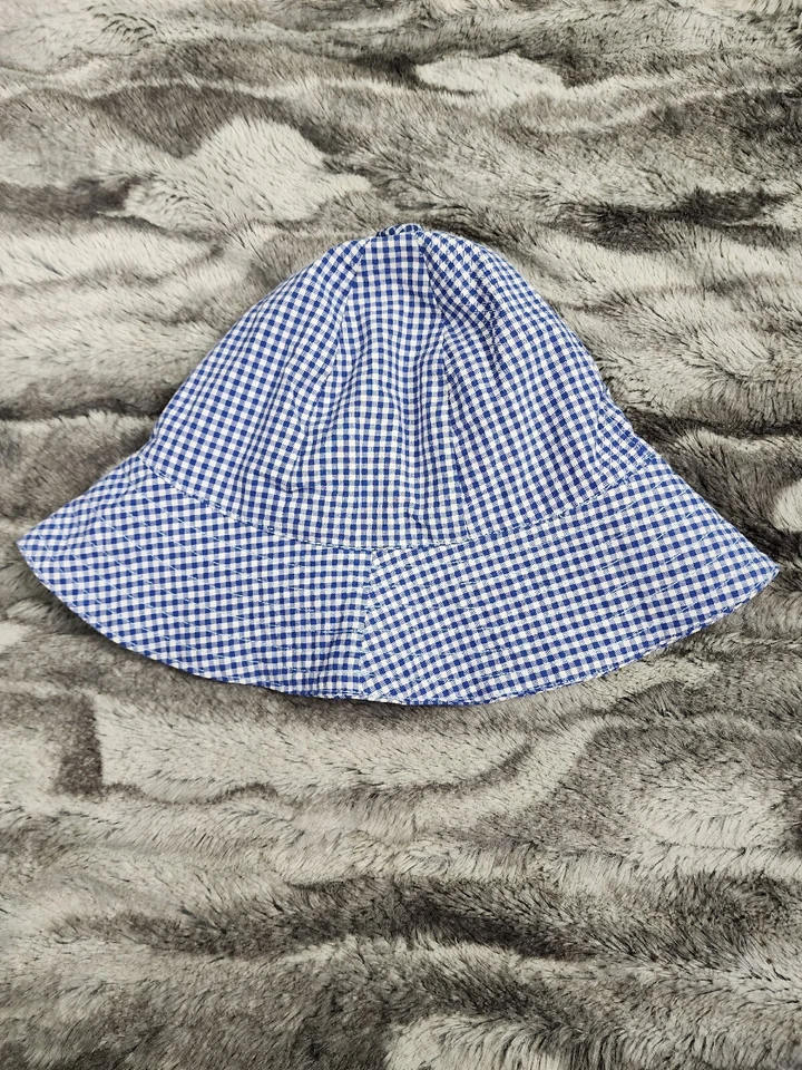 Ralph Lauren Bucket Hat Blue Micro Check Kids Size S/M Blue Label Yellow Pony - Image 4 of 4