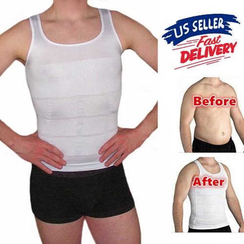 Men's Compression Vest Tank Boobs Moobs 