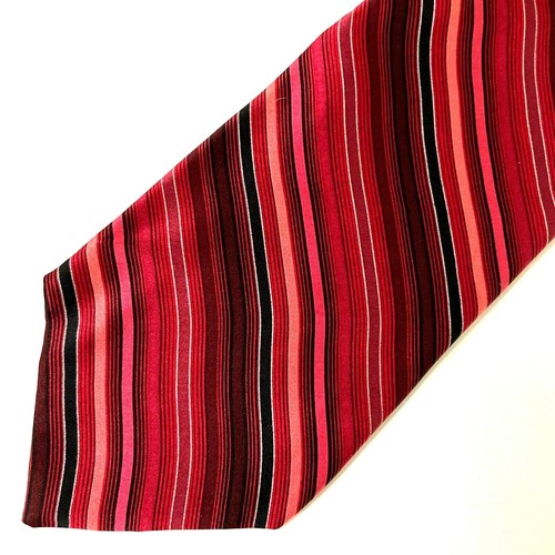 Stafford Mens Necktie Tie Burgundy Red Black Pink Striped Silk 59" - 第 1/4 張圖片