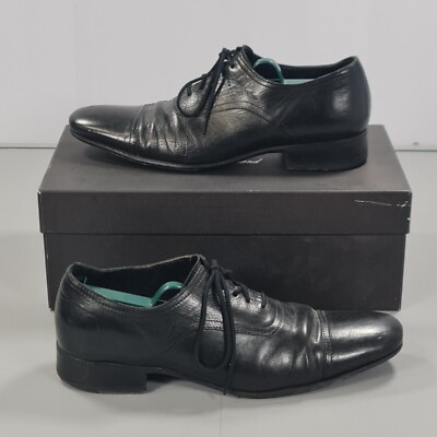 N.D.C. Herren Leder Derby Schuhe Schwarz 7,5 UK Handgefertigt Schnürschuhe 41 EU