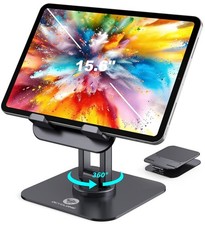 iPad Stand, 360 Rotating Adjustable Foldable iPad Tablet Holder for Desk Com...
