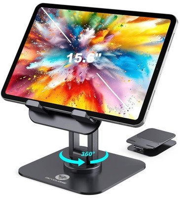 iPad Stand, 360° Rotating Adjustable Foldable iPad Tablet Holder for Desk Com...