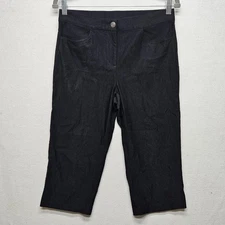 Tribal Pants Womens 6 Black Cropped Capri Stretch Button Embellished Casual