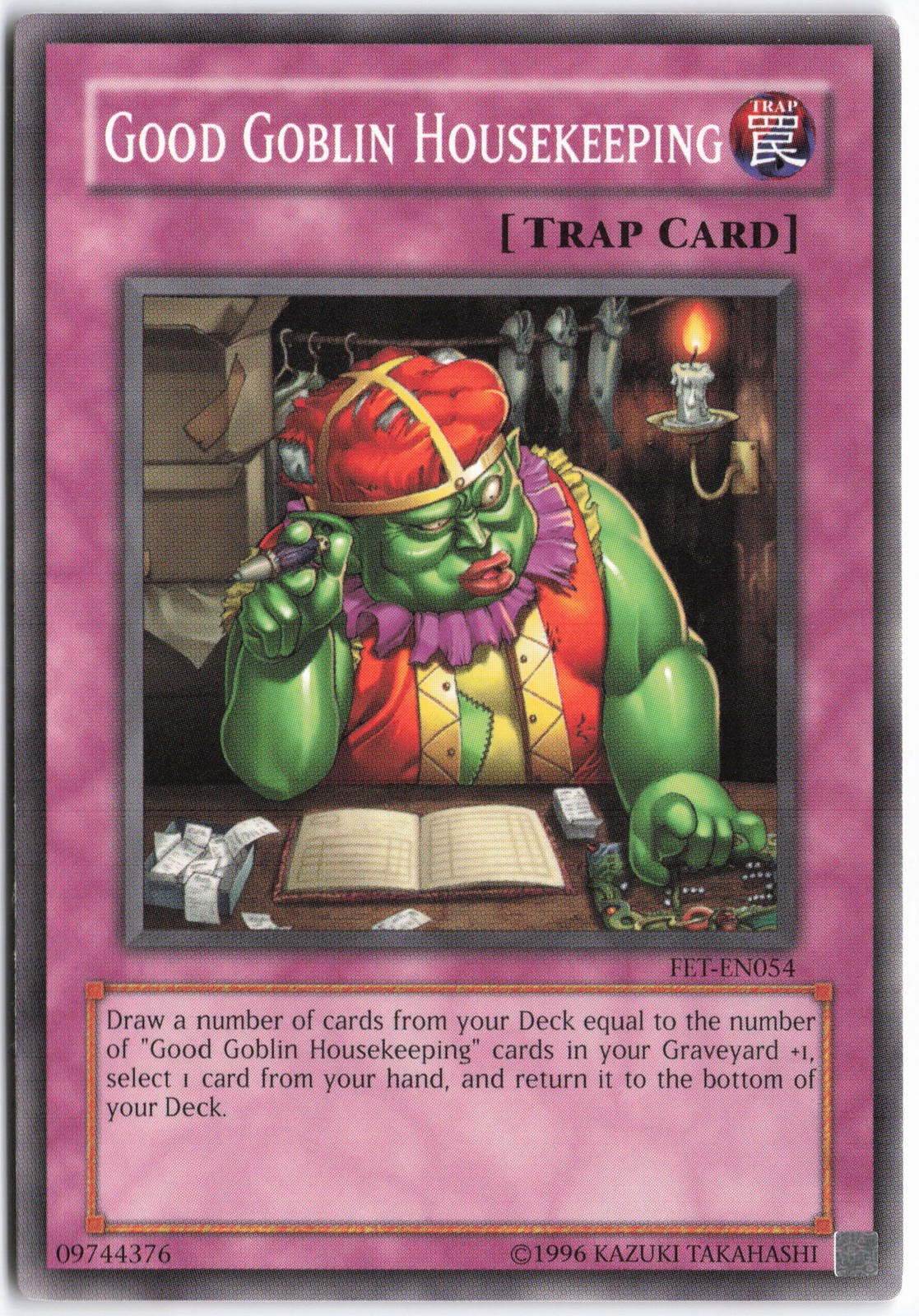 Good Goblin Housekeeping FET-EN054 YuGiOh Flaming Eternity trading card — raw and PSA graded price guide