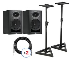 Par de monitores de estudio alimentados Kali Audio LP-6 V2 6,5 pulgadas con soportes y cables -