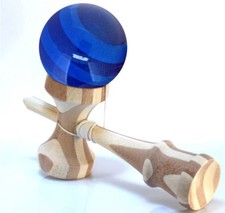 RQN Bamboo Kendama with Translucent Blue Ball Extra String Medium,