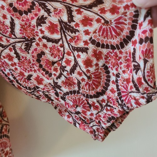 Mason & Belle Womens L Top Boho Peasant Pullover Orange Floral 3/4 Sleeve - Picture 6 of 14
