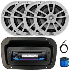 JVC USB/AUX Receiver, 4x 6.5" 225W High-Performance 2-Way Marine Speakers W/Wire