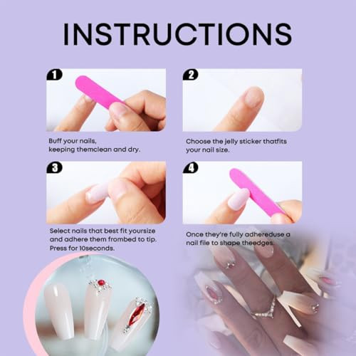 French Medium Press on Nails Ballerina Shaped Fake Nails Pink White Gradient - Picture 5 of 7